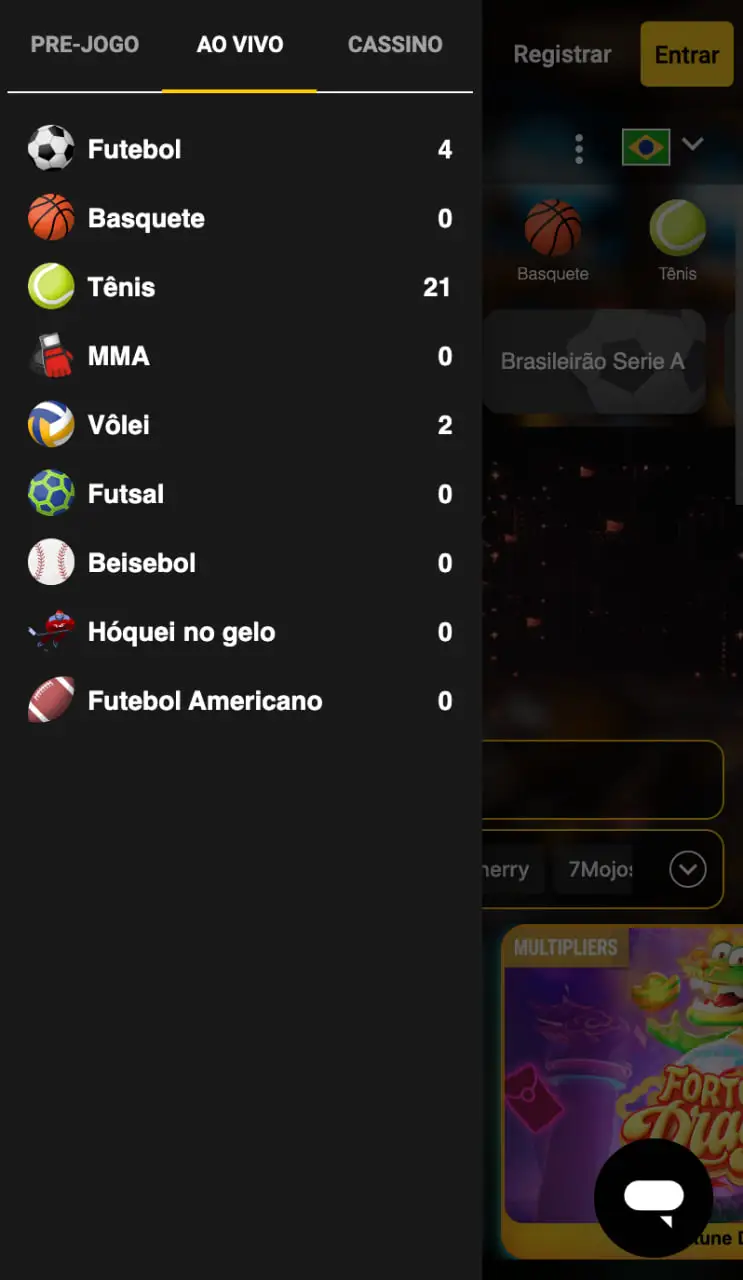 menu de esportes ao vivo do aplicativo pix luck bet