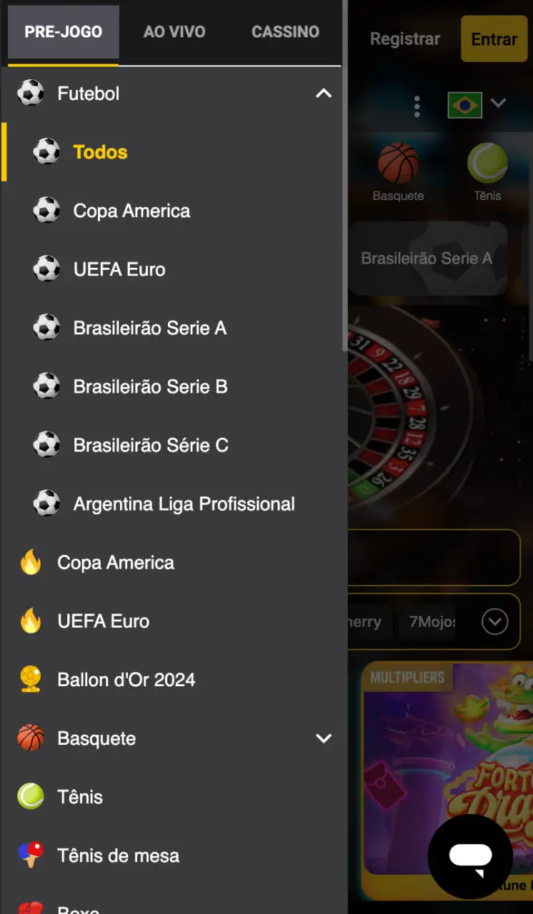 menu de esportes do aplicativo pix luck bet